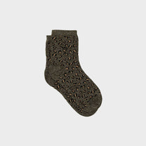Calzini alla caviglia in cotone pettinato leopardati glitter khaki