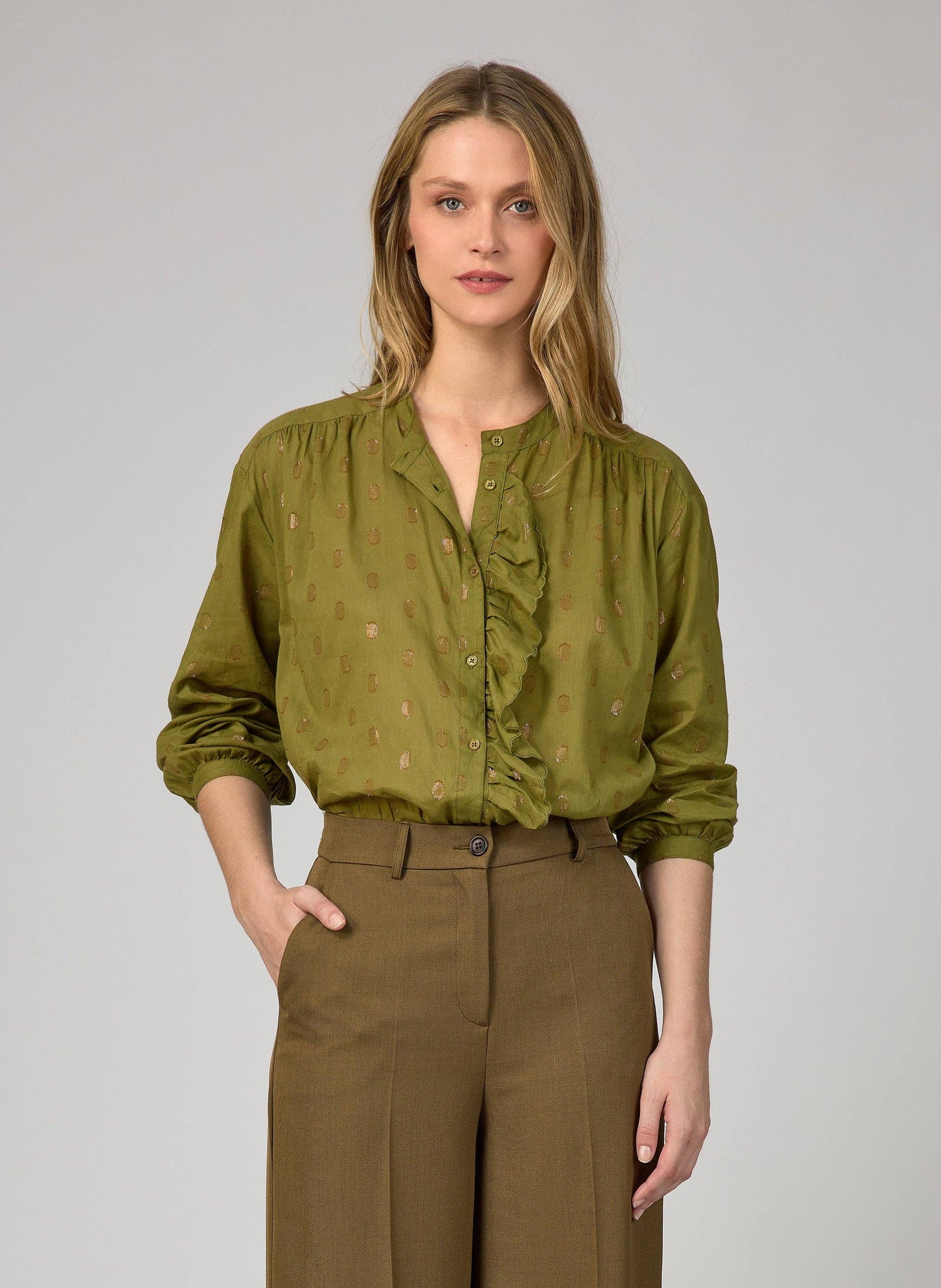 Camicia Sylvany Army con dettagli metallizzati