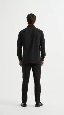 Camicia nera comfort fit con dettaglio tartan
