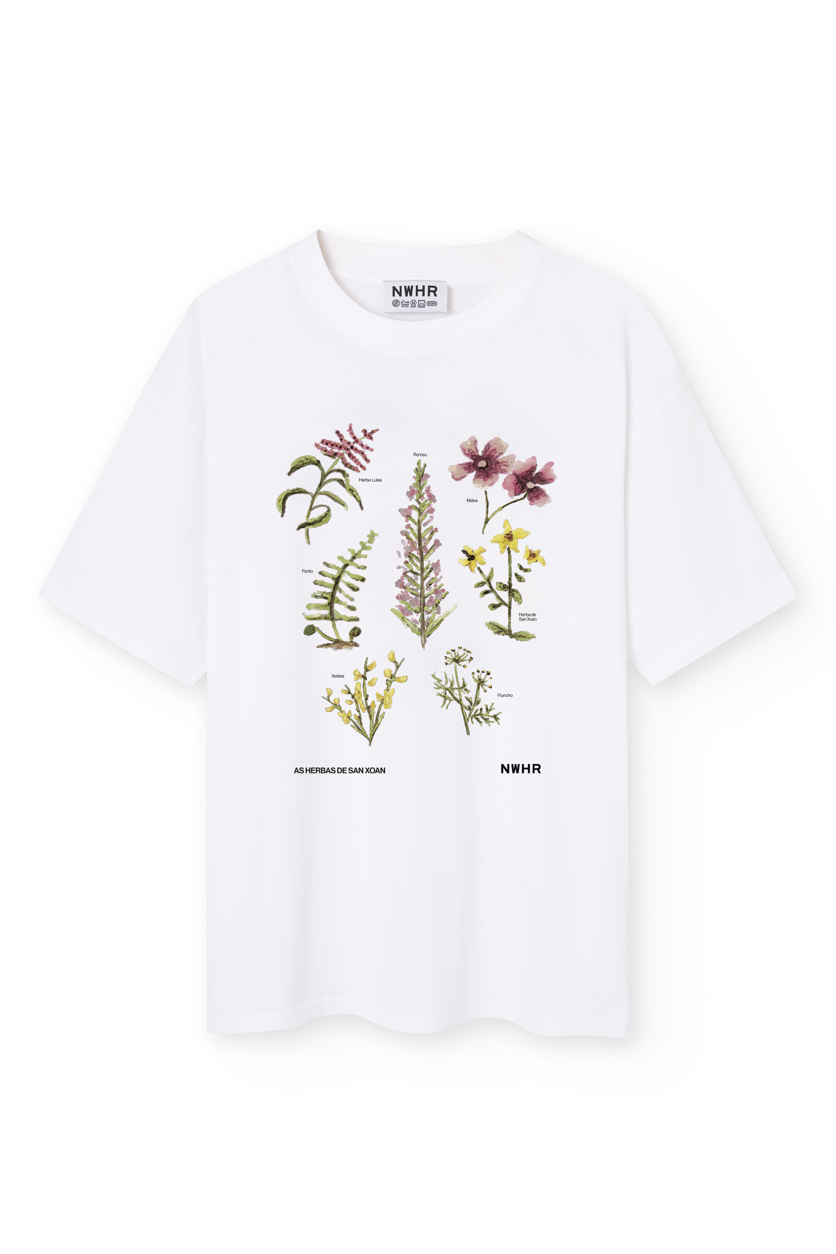 T-shirt oversize San Xoán con stampa botanica