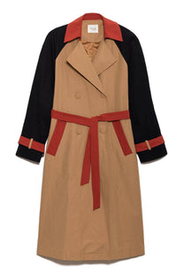 Trench color block con cintura