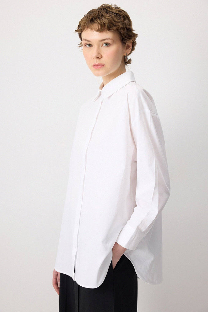 Camicia oversize in cotone bianco