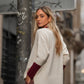 Cardigan bicolore con bottoni a contrasto