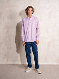 Camicia uomo a righe in cotone con colletto button-down