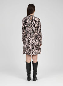 Abito corto Maluka con stampa animalier beige