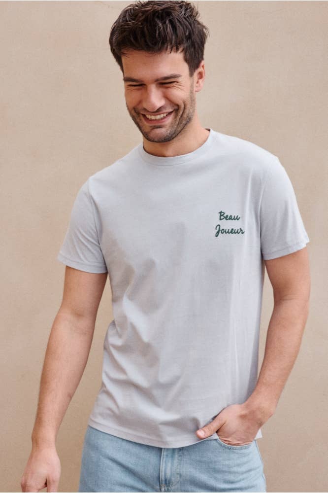 T-shirt Beau Joueur in cotone biologico blu-grigio