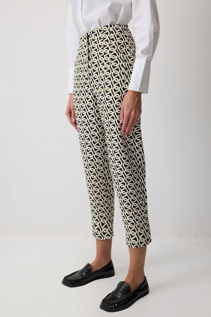 Pantaloni cropped a fantasia geometrica