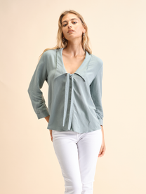 Blusa in lino con pizzo