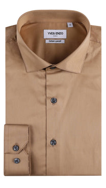 Camicia aderente in lyocell color oro