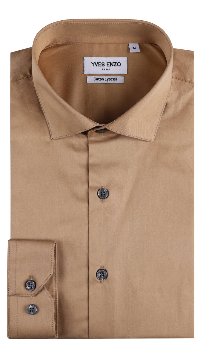 Camicia aderente in lyocell color oro