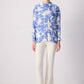 Camicia in viscosa con stampa astratta blu
