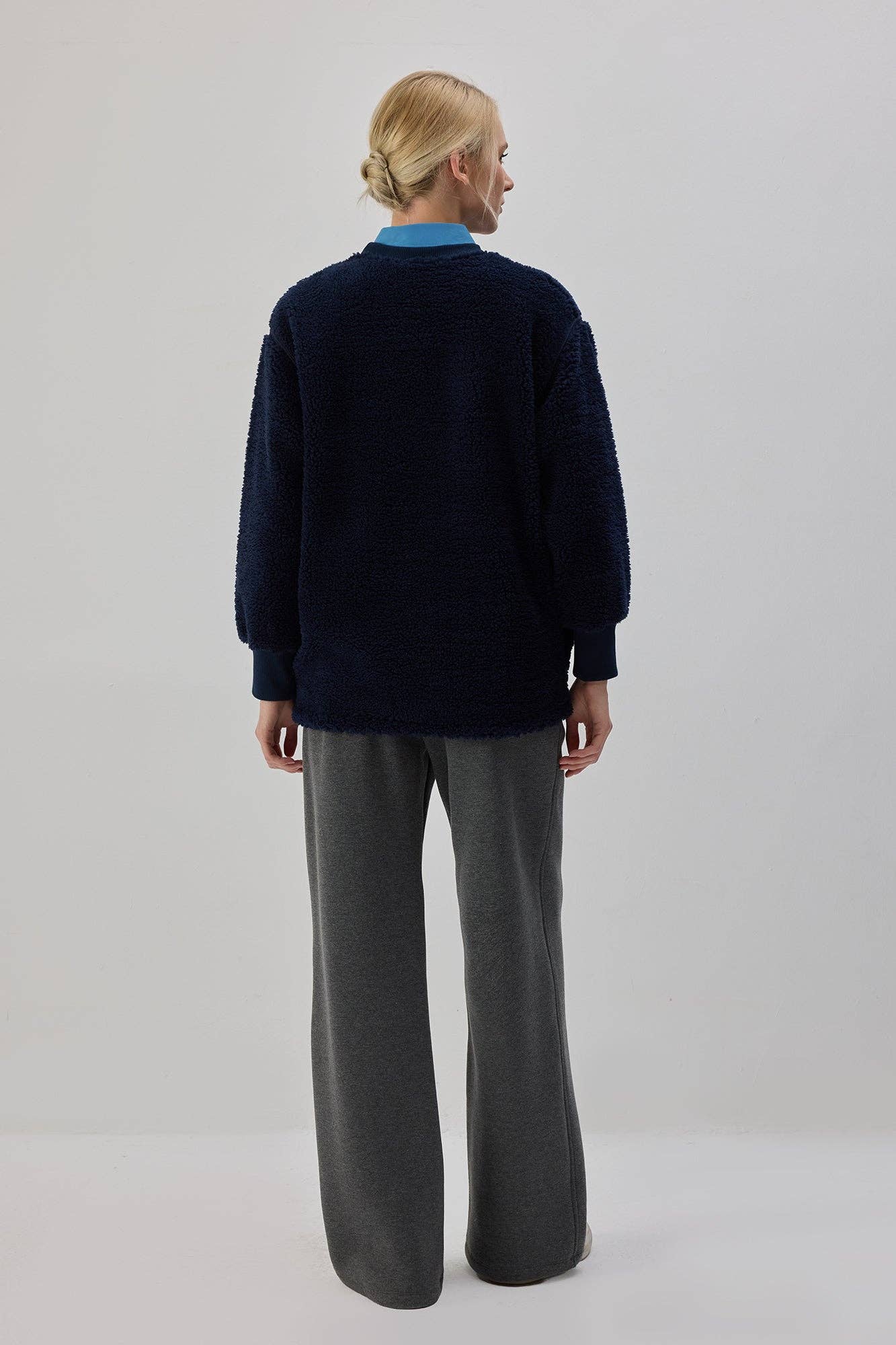 Felpa in pile blu navy