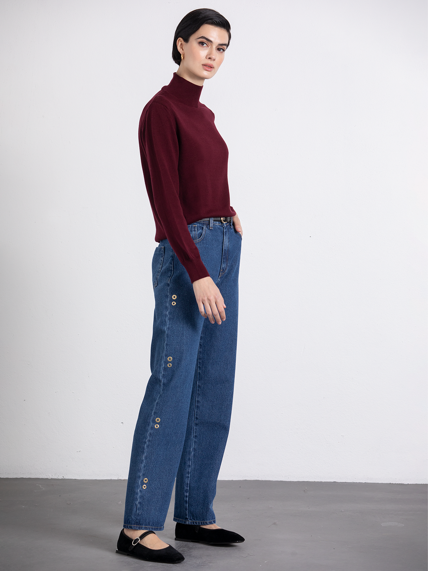 Top a collo alto in maglia morbida