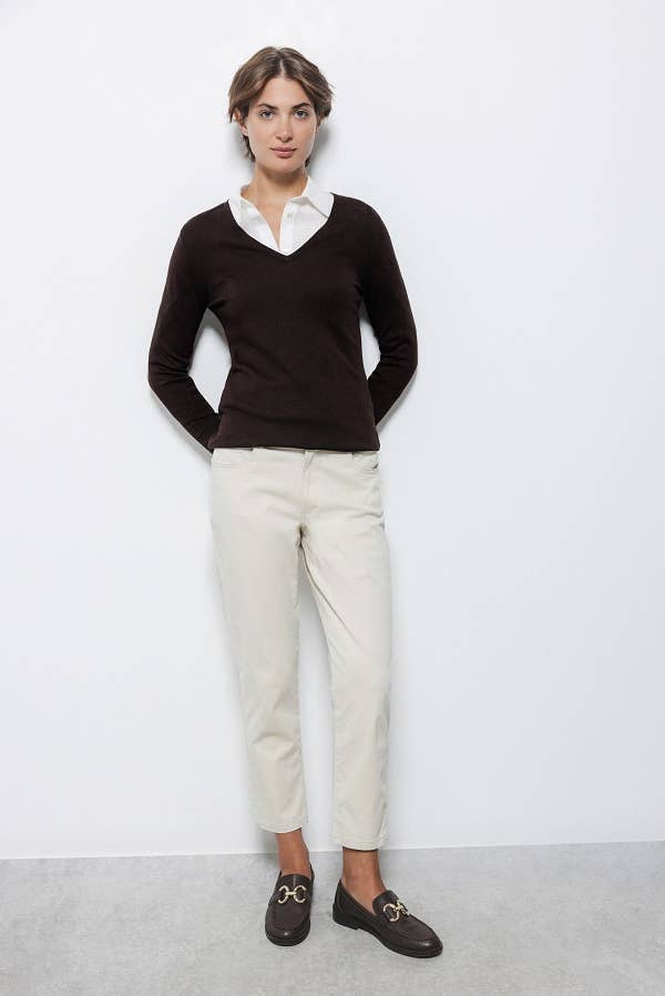 Pantaloni dritti in cotone elasticizzato
