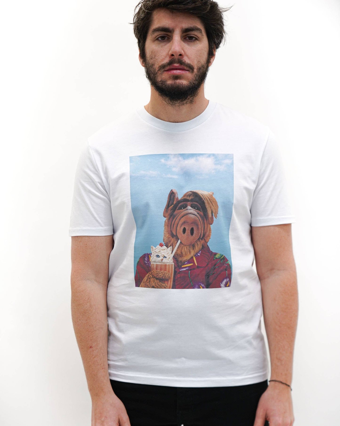 T-shirt unisex Alf Milkshake stile anni 80 in cotone biologico