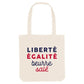 Tote bag in cotone biologico con stampa "Liberté Égalité Beurre Salé"