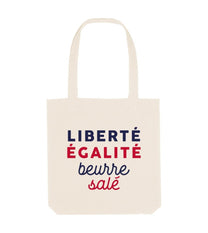 Tote bag in cotone biologico con stampa "Liberté Égalité Beurre Salé"