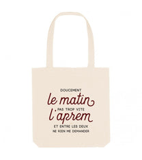 Tote bag in cotone biologico con scritta “Doucement le matin”