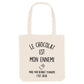 Tote Bag in Cotone Biologico con Scritta Ironica sul Cioccolato