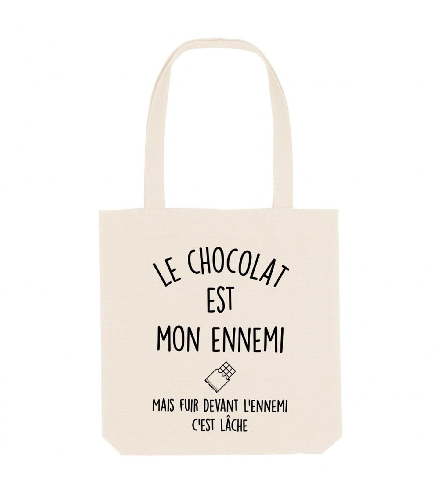 Tote Bag in Cotone Biologico con Scritta Ironica sul Cioccolato