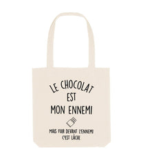 Tote Bag in Cotone Biologico con Scritta Ironica sul Cioccolato