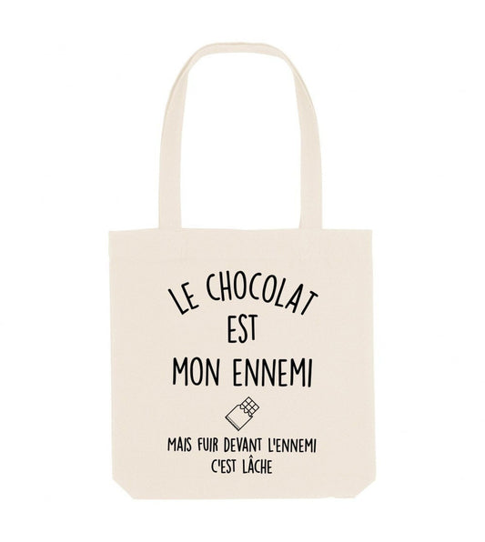 Tote Bag in Cotone Biologico con Scritta Ironica sul Cioccolato