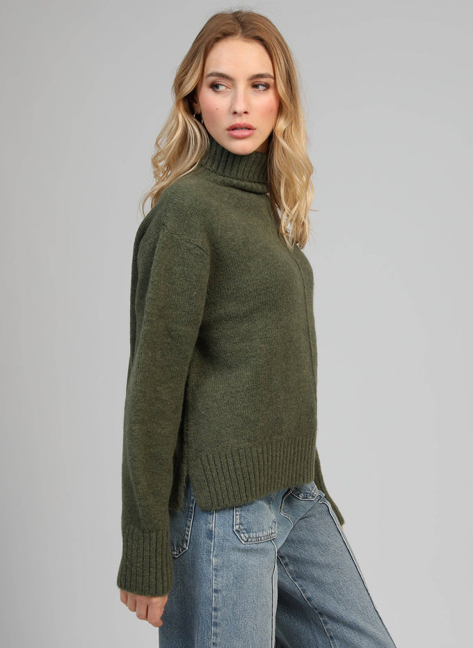 Maglione dolcevita in maglia kaki