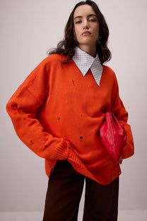 Maglione in maglia effetto vintage destroyed