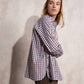 Blusa camicia oversize in cotone con bottoni dorati