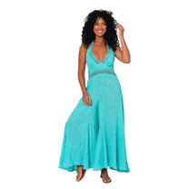 Tuta lunga estiva halter in cotone turchese