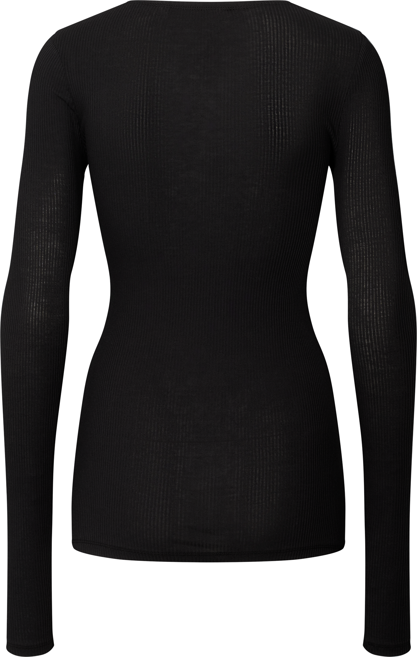 Maglia a manica lunga Lise in cotone biologico a coste nera