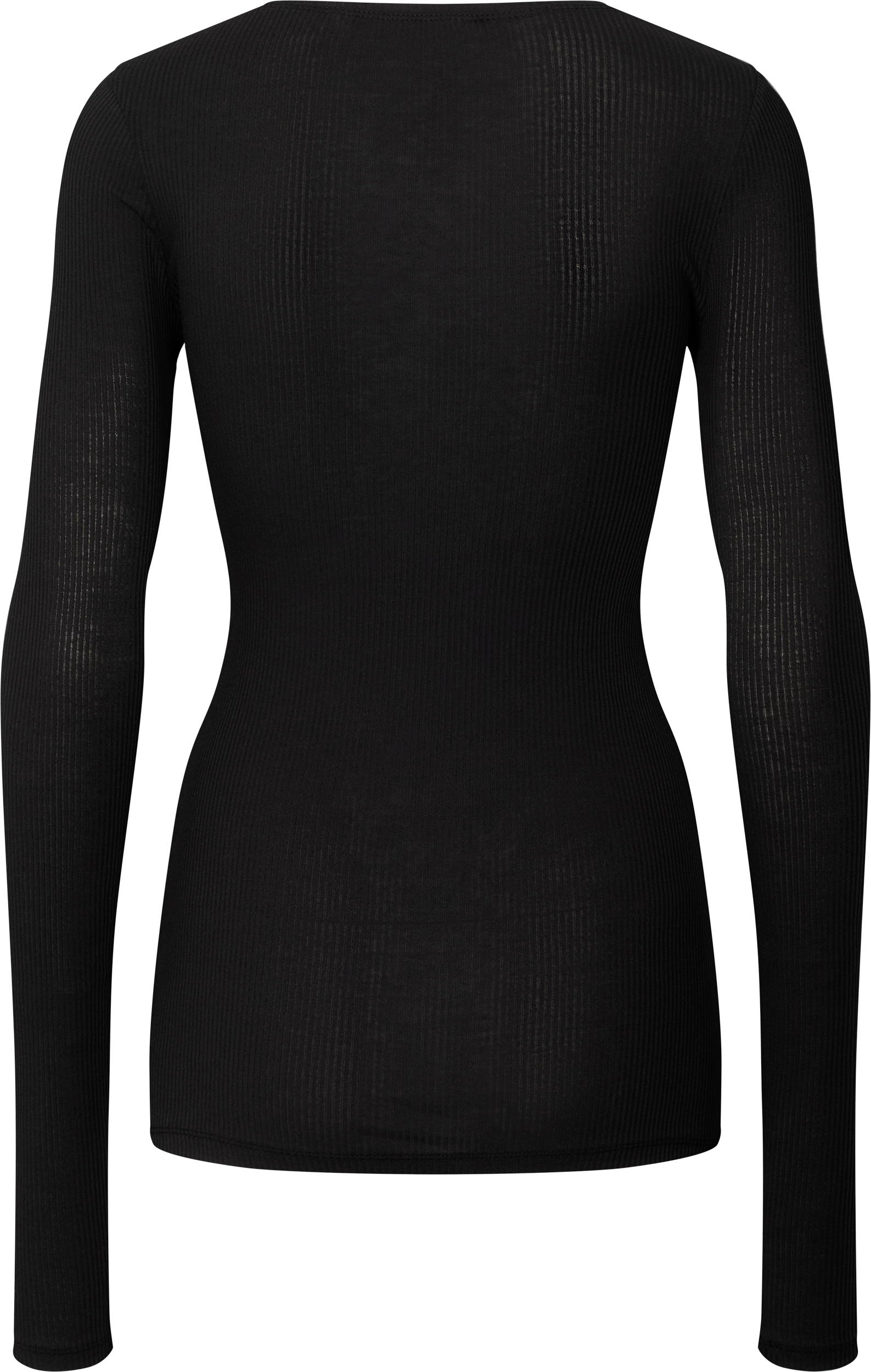Maglia a manica lunga Lise in cotone biologico a coste nera