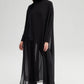 Tunica maxi oversize in chiffon nero