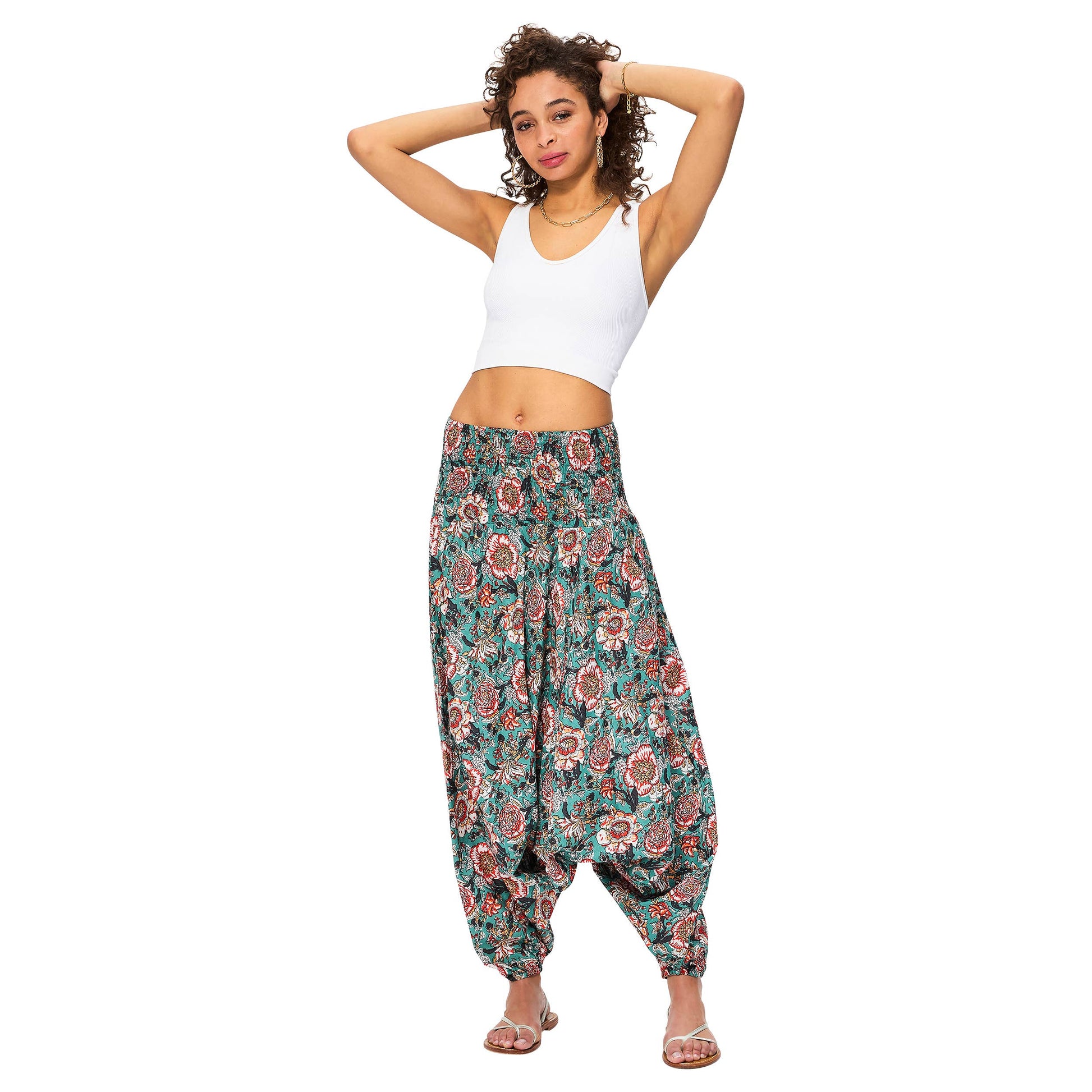 Pantaloni sarouel harem estivi 3 in 1 in cotone