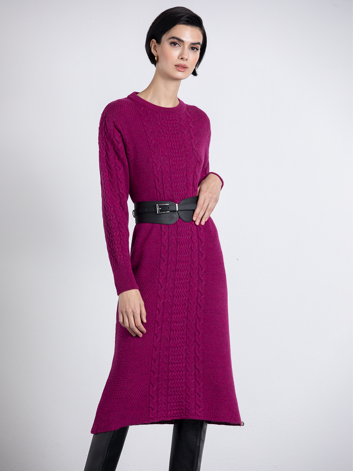 Abito midi in maglia a trecce