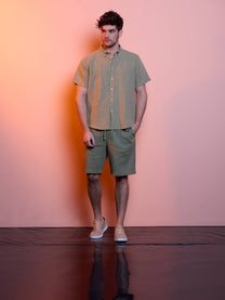 Pantaloncini in lino e cotone con coulisse