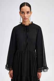 Abito maxi in chiffon nero