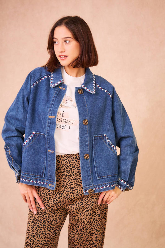 Giacca in denim ricamata Valena