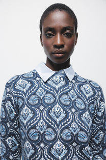 Maglione jacquard in maglia con motivo geometrico
