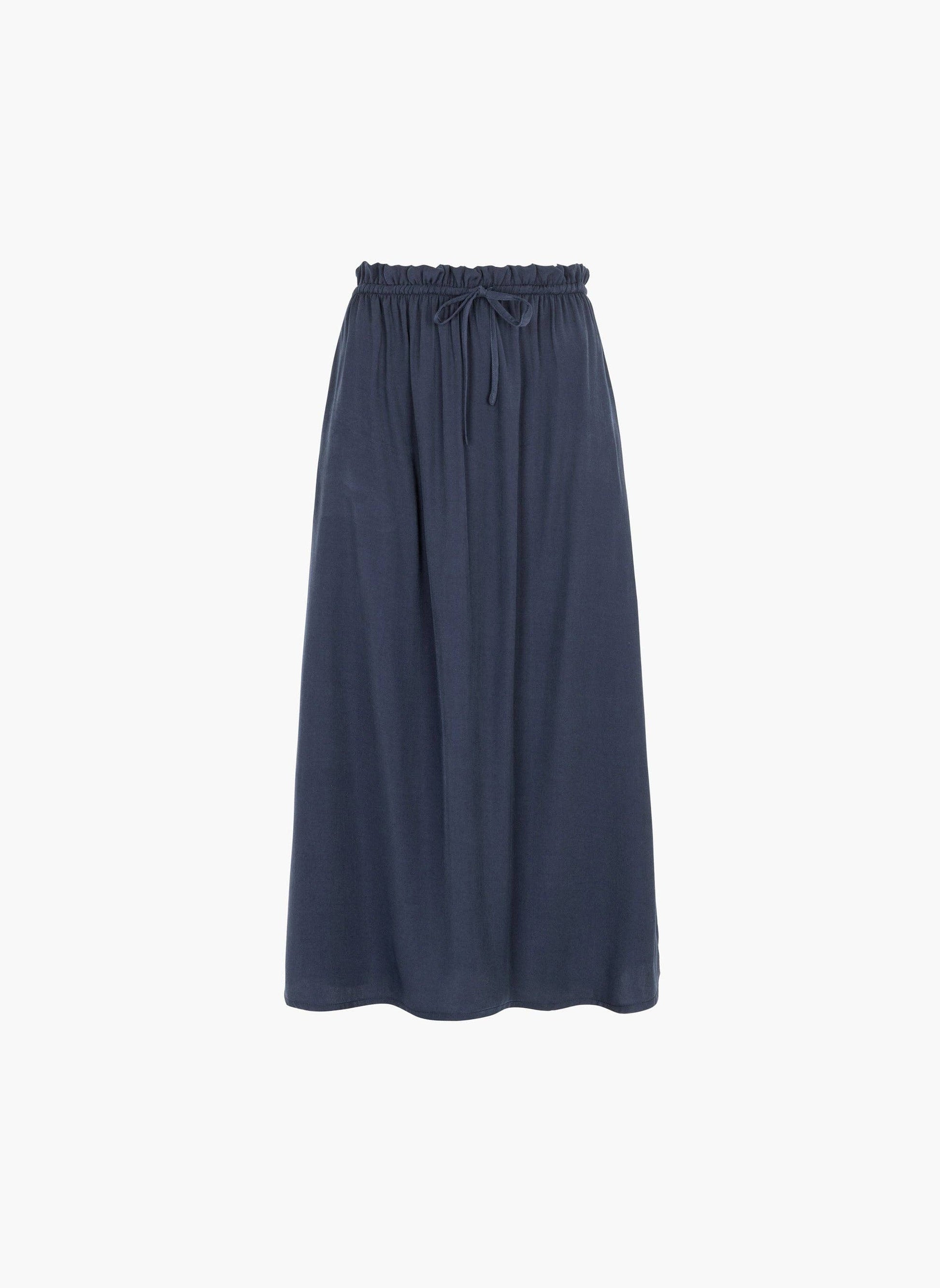 Gonna Midi Ganelia Blu Navy con Vita Elasticizzata