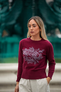 Maglia jacquard in lana girocollo