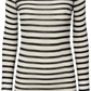 Maglia Amalie a righe marinare in lana e viscosa ecrù/nero