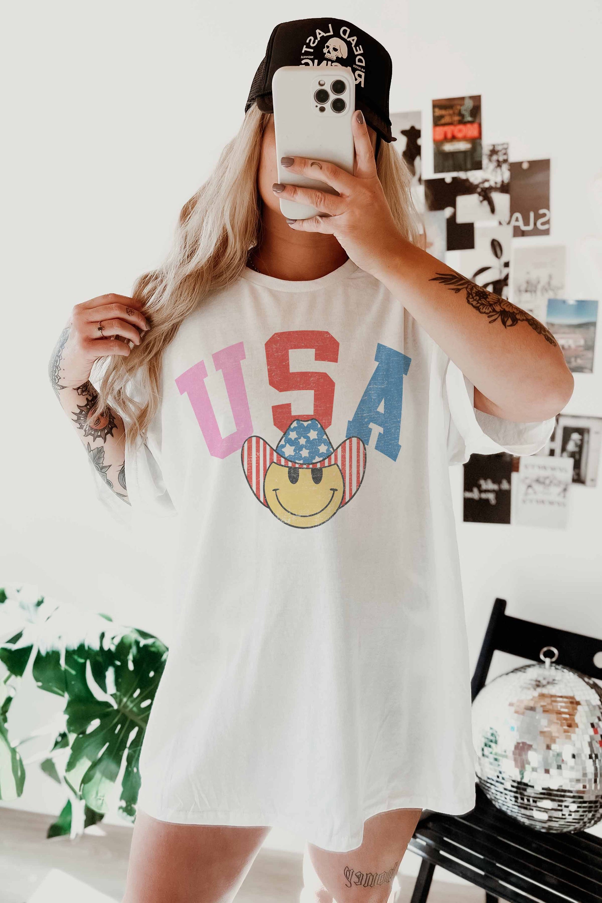T-shirt oversize con grafica USA
