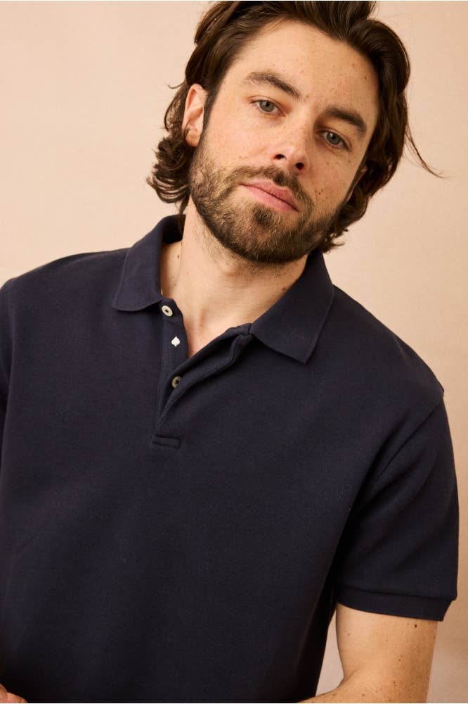 Polo blu navy in cotone piqué