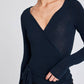 Top in lana avvolgente Anne blu notte