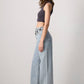 Top crop a coste in cotone antracite