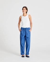 Pantaloni Astrid in popeline di cotone biologico azzurro