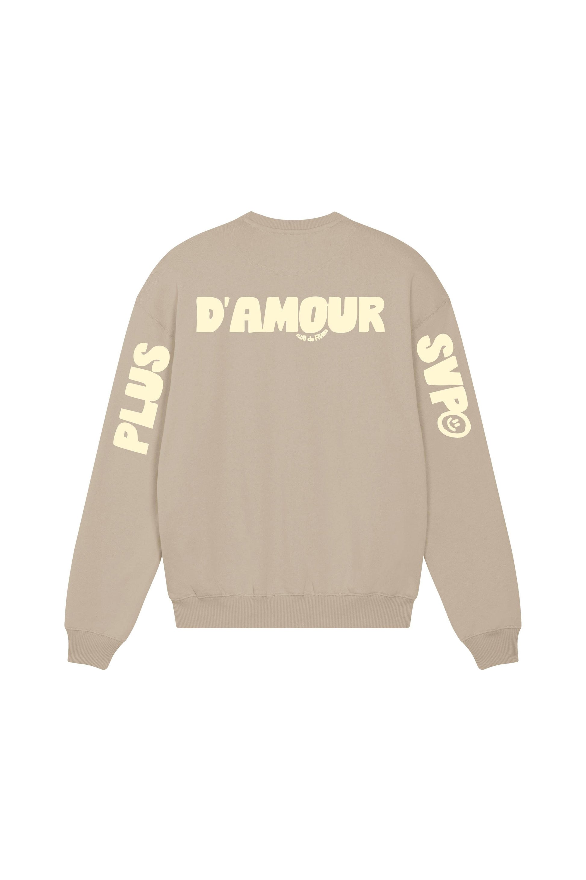 Felpa girocollo oversize in cotone biologico con stampa D’Amour