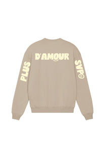 Felpa girocollo oversize in cotone biologico con stampa D’Amour