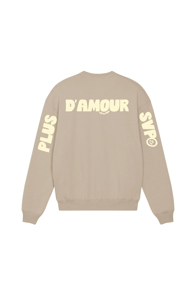 Felpa girocollo oversize in cotone biologico con stampa D’Amour
